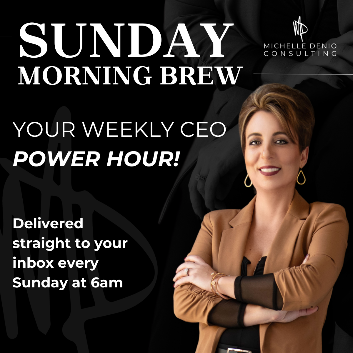 Sunday Morning Brew weekly business strategy newsletter for solopreneurs by Michelle DeNio
